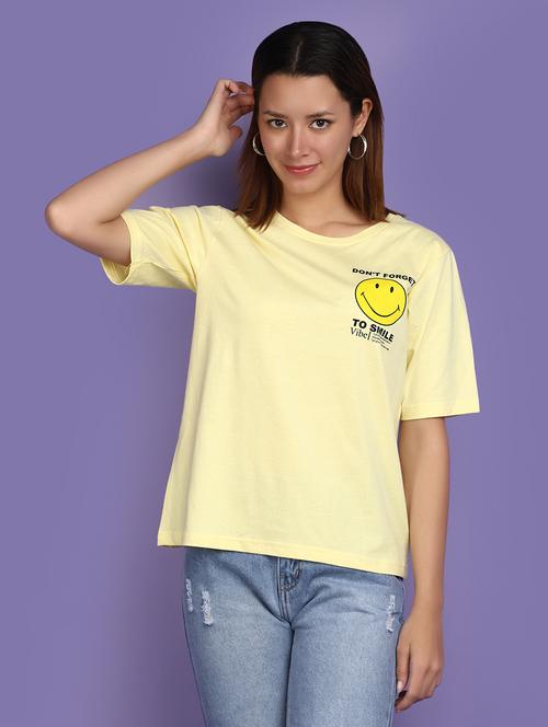 yellow cotton back print t-shirt - 20862846 - Very Small Image - 1