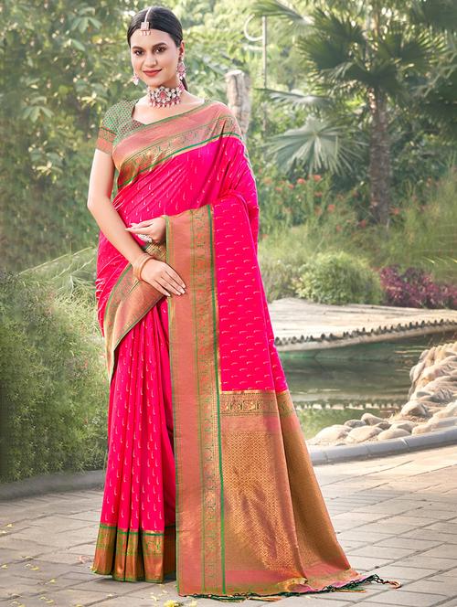 magenta silk banarasi saree - 20863292 - Very Small Image - 1