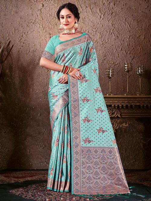 women self design banarasi saree with blouse - 20863337 - Very Small Image - 1