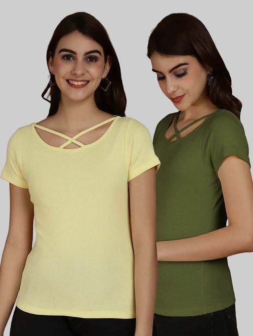 pack of 2 solid cotton top - 20863372 - Very Small Image - 1