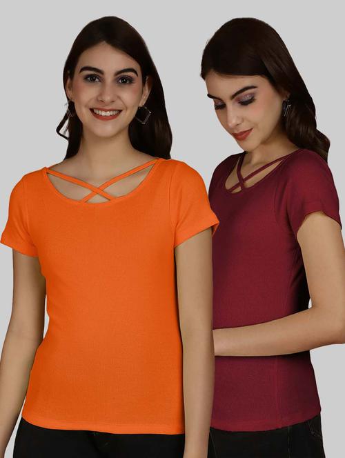 pack of 2 solid cotton top - 20863374 - Very Small Image - 1