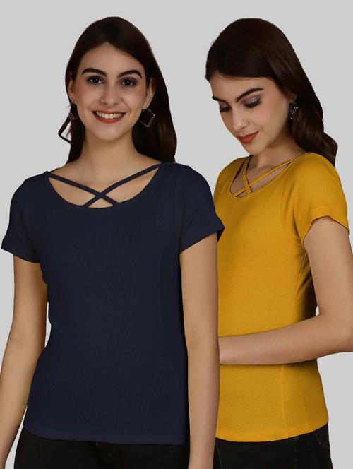pack of 2 solid cotton top - 20863409 - Very Small Image - 1