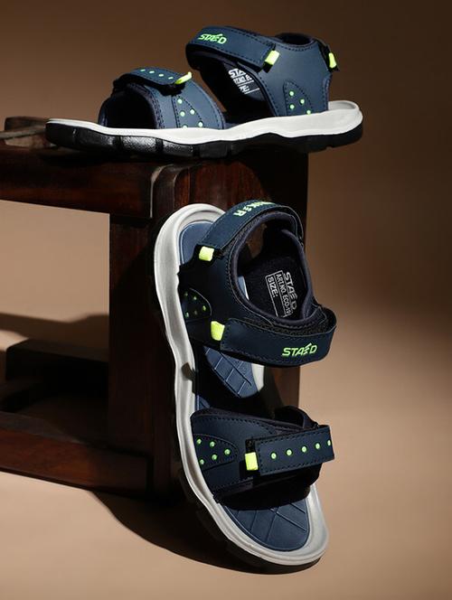 navy synthetic back strap sandals - 20864546 - Very Small Image - 1
