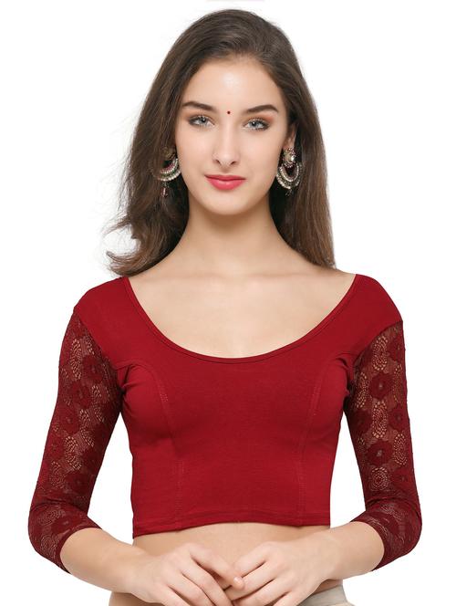 women maroon solids stitched blouse - 20865706 - Very Small Image - 1