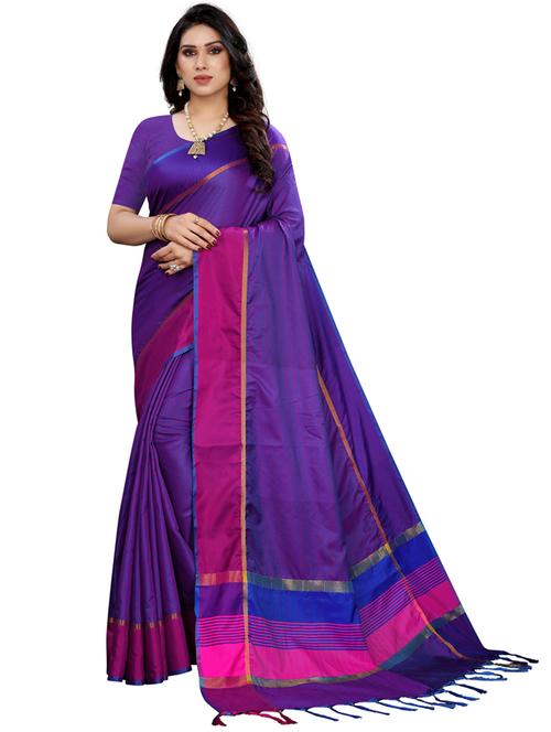 purple bordered saree with blouse - 20872837 - Very Small Image - 1