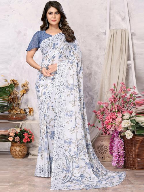 women printed saree with blouse - 20872868 - Very Small Image - 1