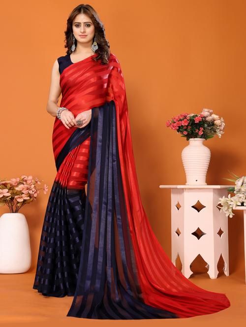 red striped saree with blouse - 20872908 - Very Small Image - 1