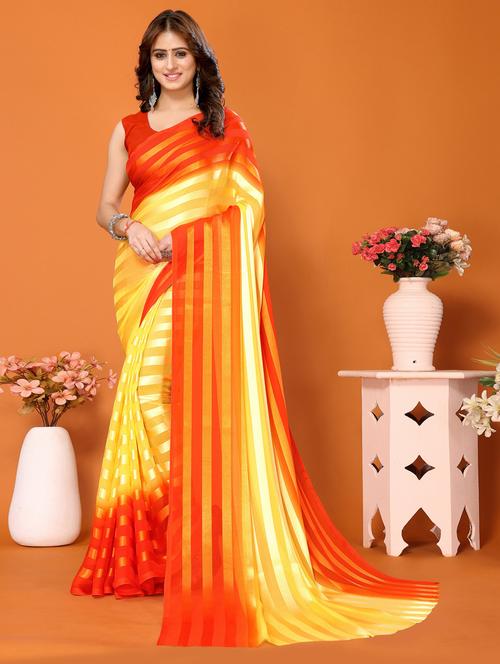 women striped satin saree - 20872911 - Very Small Image - 1