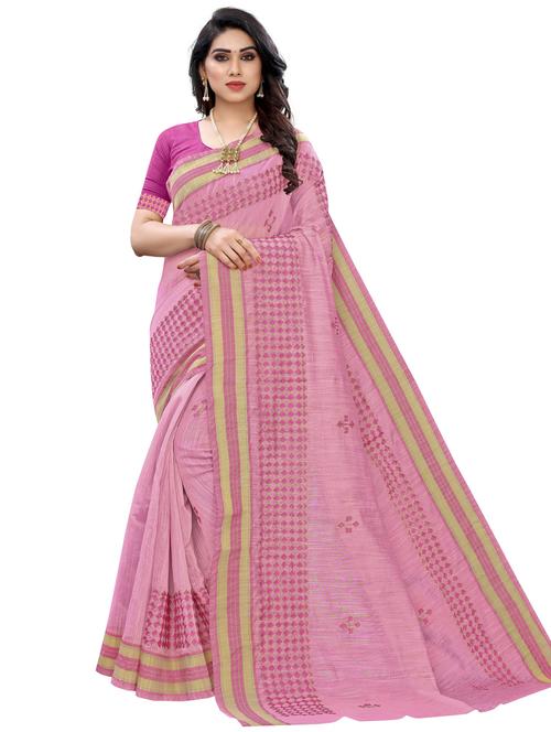 women pink embroidered saree with blouse - 20872940 - Very Small Image - 1