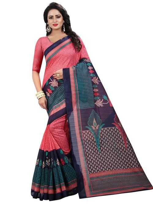 women printed bordered saree with blouse - 20873039 - Very Small Image - 1
