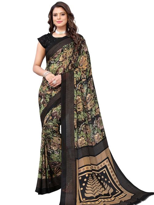 women floral printed bordered saree with blouse - 20873262 - Very Small Image - 1