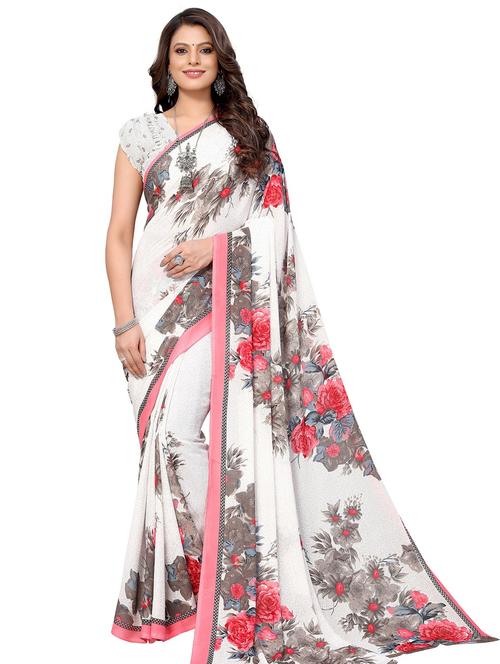 women floral printed saree with blouse - 20873372 - Very Small Image - 1