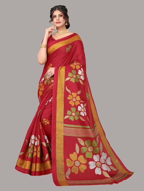 women red floral printed saree - 20873427 - Very Small Image - 1