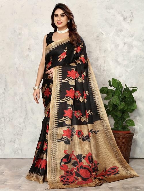 women floral print saree with blouse - 20873499 - Very Small Image - 1