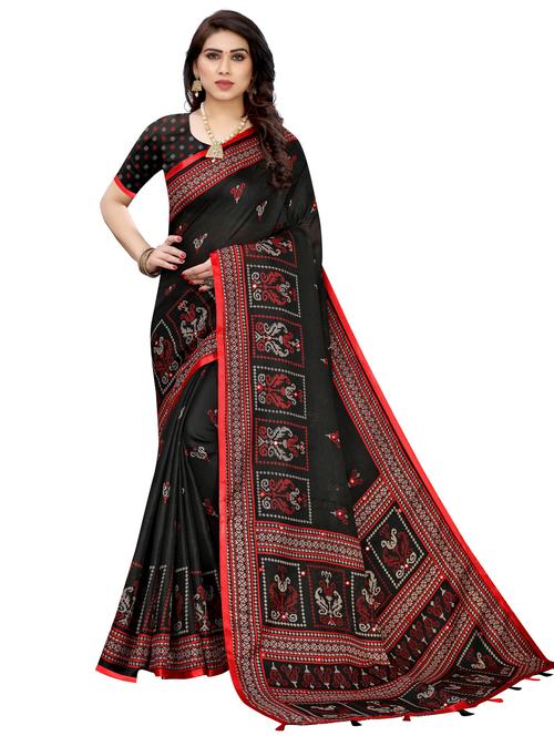 women black mirror work bordered saree - 20873582 - Very Small Image - 1