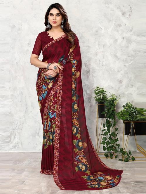 women floral printed saree - 20873715 - Very Small Image - 1