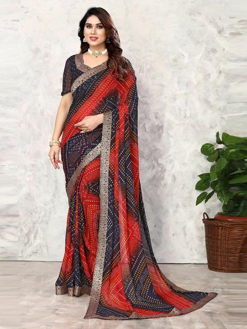 women printed saree with blouse - 20873739 - Very Small Image - 1