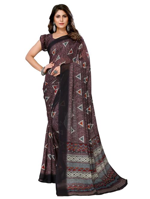women purple georgette printed saree with blouse - 20873819 - Very Small Image - 1