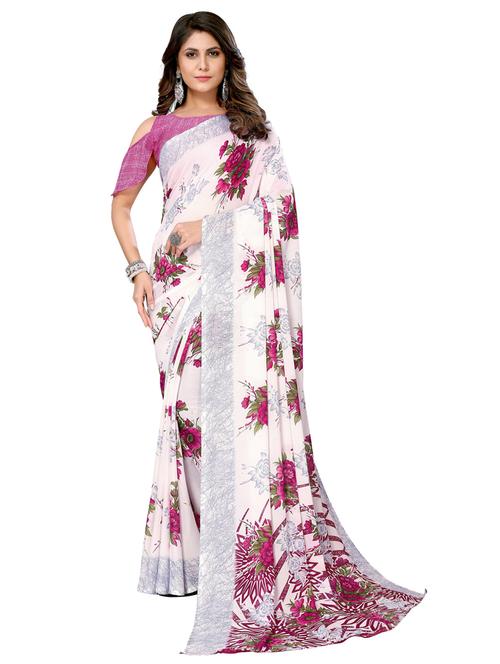 women floral printed saree with blouse - 20873822 - Very Small Image - 1