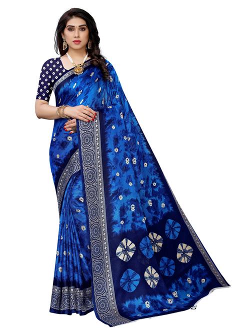 women bandhani printed saree with blouse - 20874144 - Very Small Image - 1