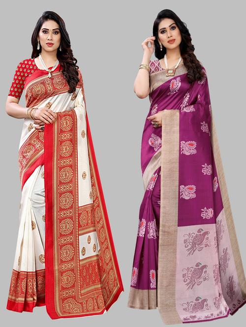 pack of 2 multi colored combo saree - 20875035 - Very Small Image - 1