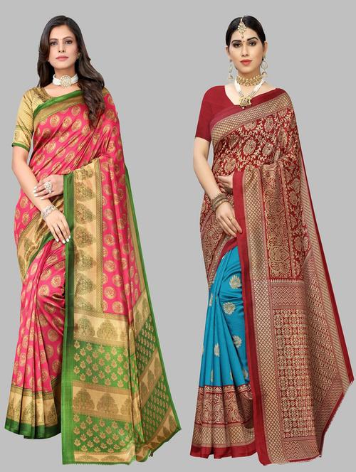 pack of 2 multi colored combo saree - 20875096 - Very Small Image - 1