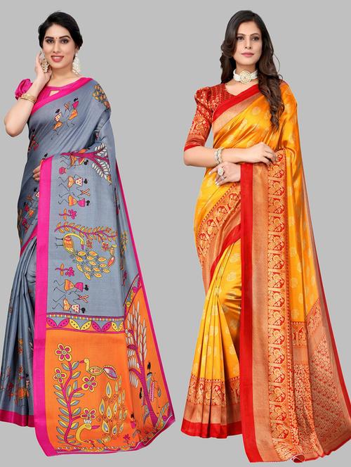 pack of 2 combo saree with blouse - 20875117 - Very Small Image - 1