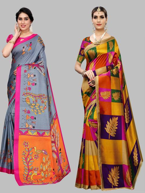 pack of 2 multi colored combo saree - 20875123 - Very Small Image - 1