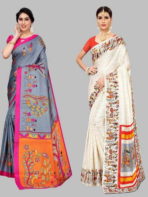 pack of 2 combo saree with blouse - 20875125 - Very Small Image - 1