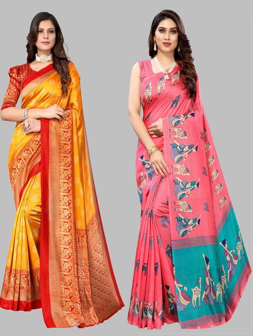 women multi color pack of 2 sarees with blouse - 20875263 - Very Small Image - 1