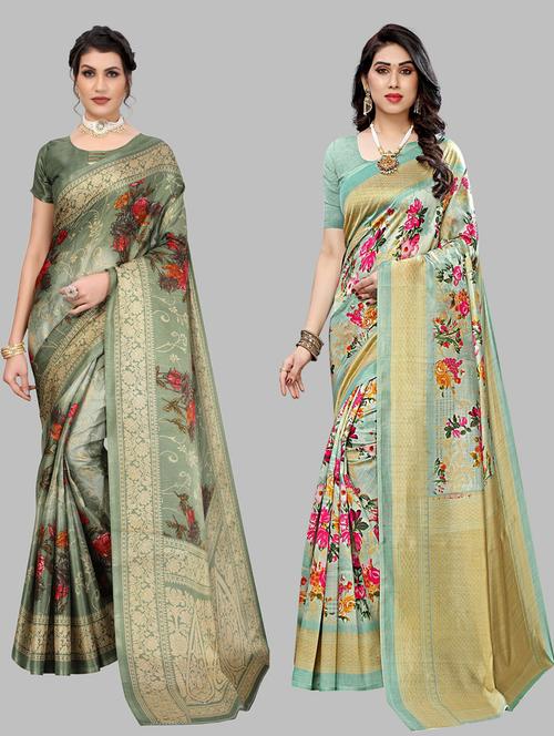 pack of 2 multi colored combo saree - 20875274 - Very Small Image - 1