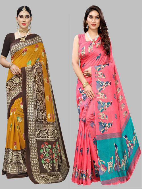 pack of 2 multi colored combo saree - 20875335 - Very Small Image - 1