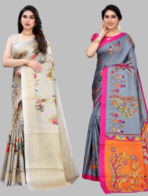 pack of 2 combo saree with blouse - 20875349 - Very Small Image - 1