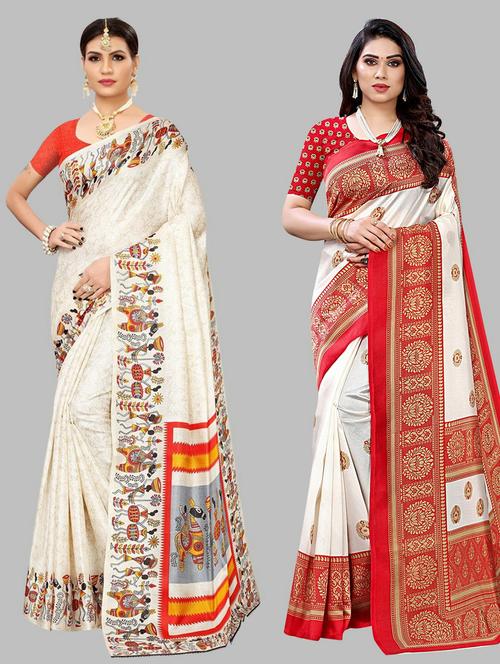 pack of 2 multi colored combo saree - 20875415 - Very Small Image - 1