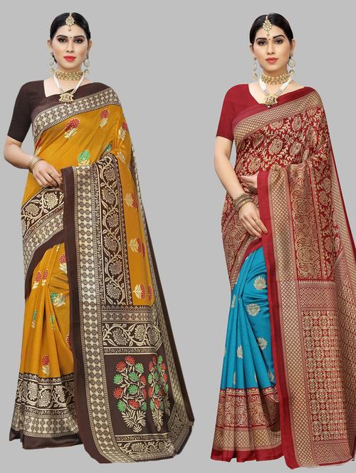 pack of 2 multi colored combo saree - 20875469 - Very Small Image - 1
