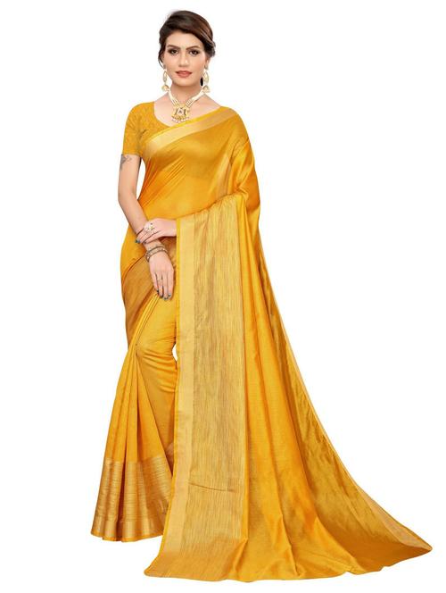 women yellow solid bordered saree - 20875957 - Very Small Image - 1