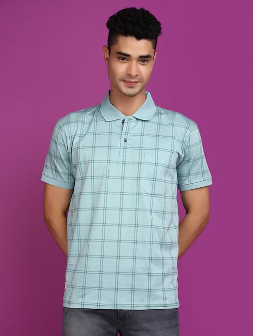 men polo neck checkered t-shirt - 20876397 - Very Small Image - 1