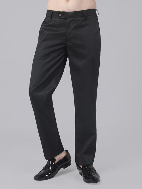black polyester blend flat front formal trouser - 20876465 - Very Small Image - 1