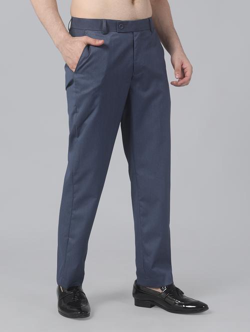 blue polyester blend flat front formal trouser - 20876468 - Very Small Image - 1