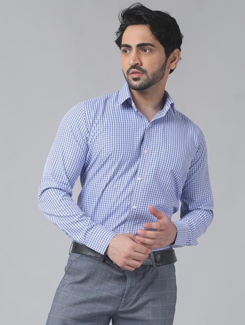 blue cotton blend formal shirt - 20876500 - Very Small Image - 1