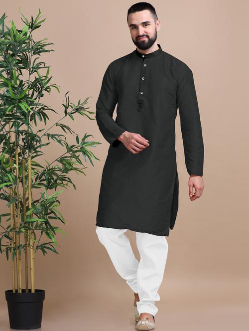 men solid mandarin neck long kurta - 20876525 - Very Small Image - 1