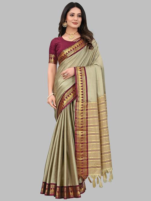 women self design bordered saree with blouse - 20876552 - Very Small Image - 1