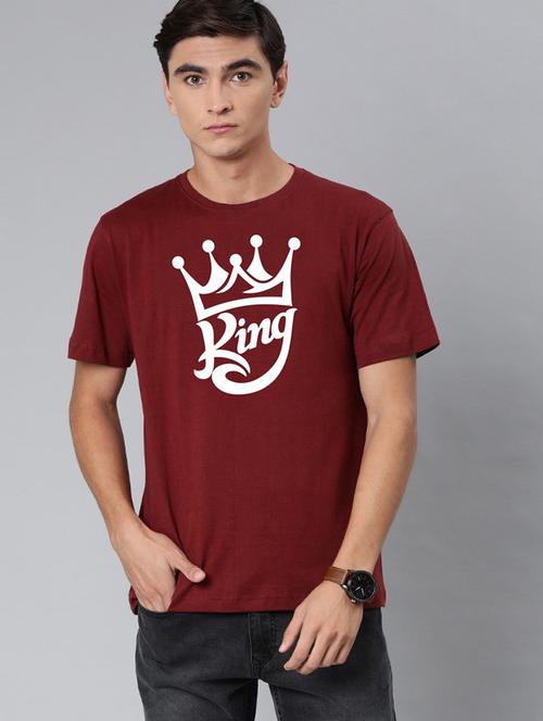 maroon cotton chest print t-shirt - 20877012 - Very Small Image - 1
