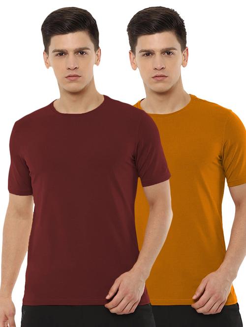pack of 2 - multi colored cotton plain t-shirt - 20877576 - Very Small Image - 1