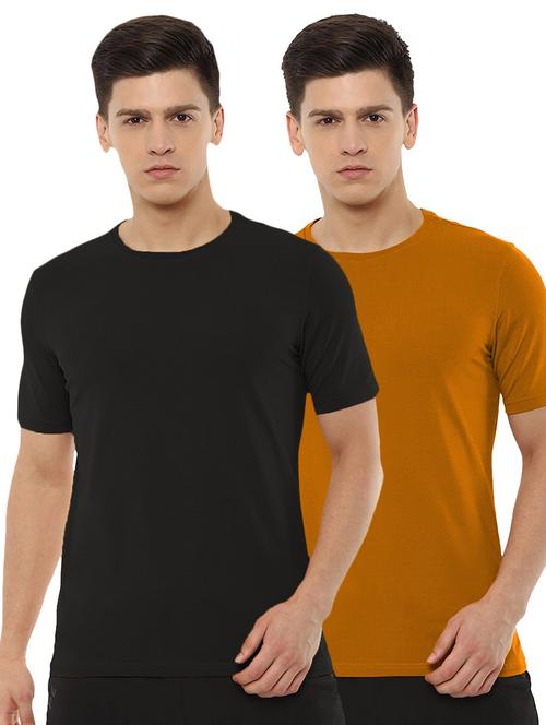 pack of 2 - multi colored cotton plain t-shirt - 20877583 - Very Small Image - 1