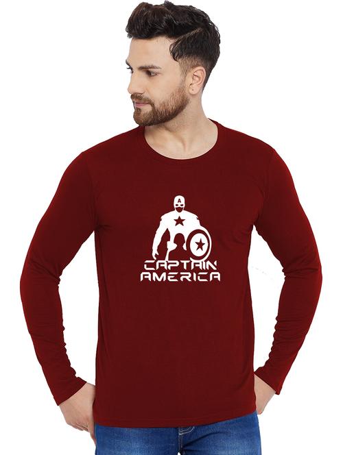 maroon cotton front print tshirt - 20878139 - Very Small Image - 1