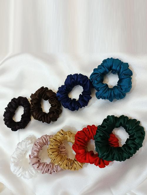pack of 9 satin scrunchies - 20878607 - Very Small Image - 1