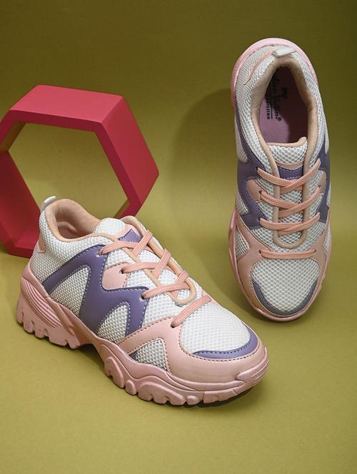pink mesh laceup sneakers - 20878767 - Very Small Image - 1