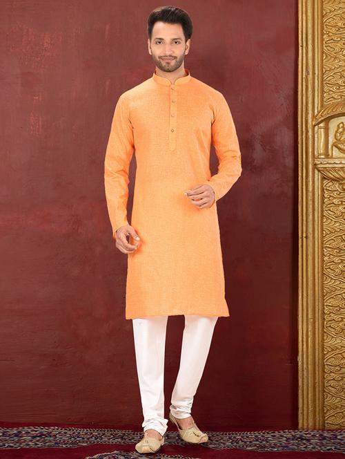 orange cotton kurta pyjama ethnic wear set - 20881276 - Very Small Image - 1