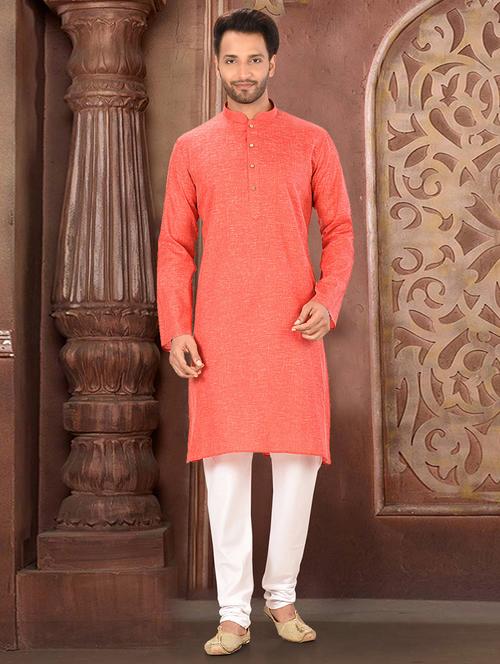 crimson cotton kurta pyjama ethnic wear set - 20881280 - Very Small Image - 1
